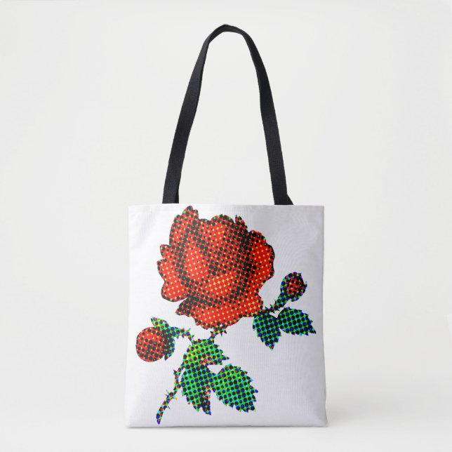 Bolsa Tote Rose Bloom Halftone Fine Art (Frente)