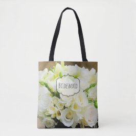 Bolsa Tote Rose Bouquet Natural White e Green Custom