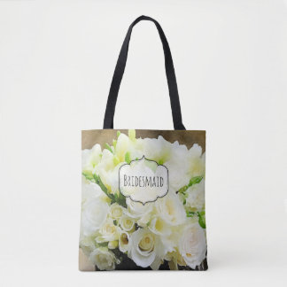 Bolsa Tote Rose Bouquet Natural White e Green Custom