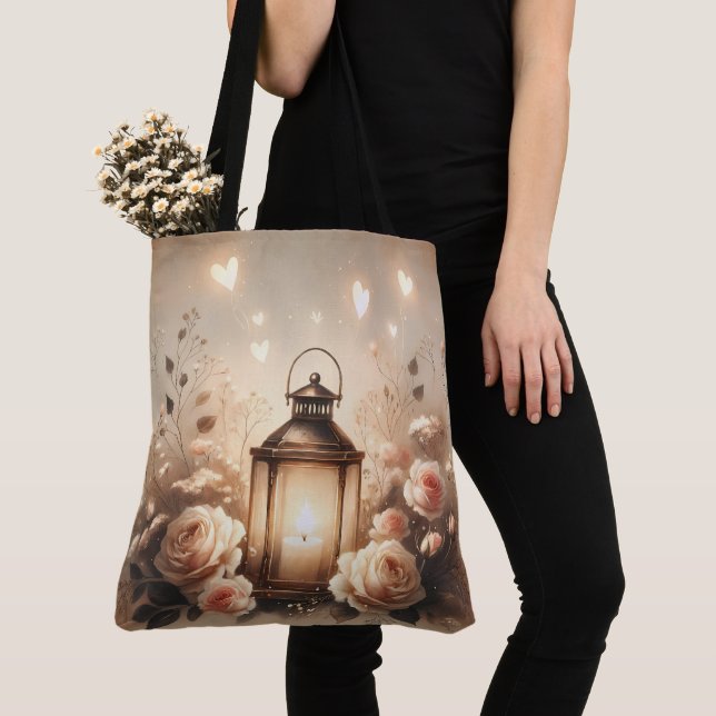 Bolsa Tote Rose Lantern Glow Bouquet (Close Up)