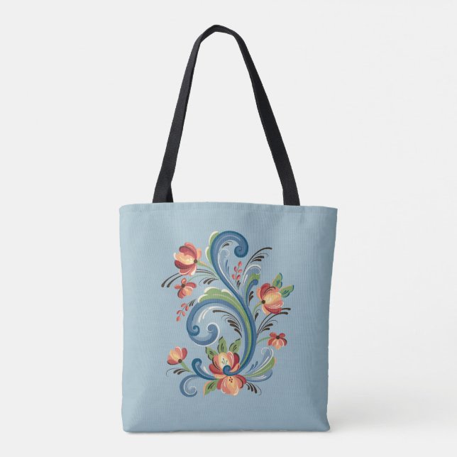 Bolsa Tote Rosemaling Blue e Red (Verso)