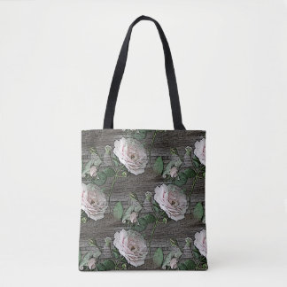 Bolsa Tote Roses on Weathered Wood