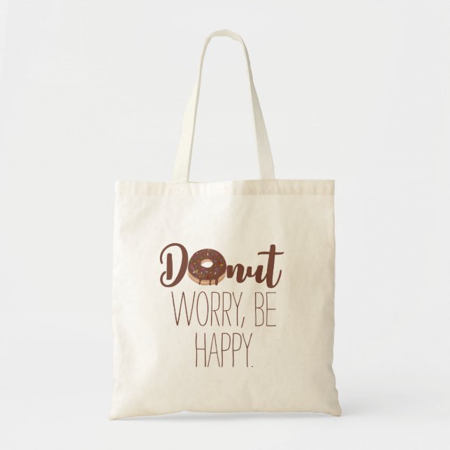 Bolsa Tote Rosquinha de Chocolate de Texto Castanho Preocupad (Frente)