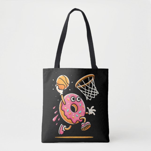 Bolsa Tote Rosquinha Engraçada, Comida de basquetebol, Dunbal (Frente)