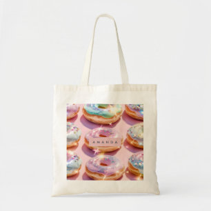 Bolsa Tote Rosquinha Personalizada Rosa Pastel Brilho