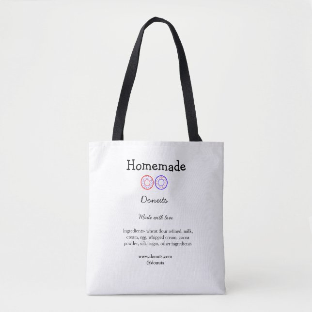 Bolsa Tote Rosquinhas caseiras feitas com amor adicionar text (Frente)