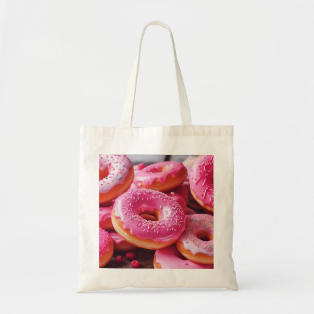 Bolsa Tote Rosquinhas de morango rosa (Frente)