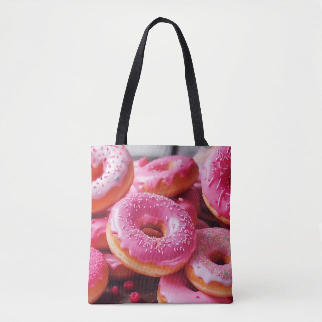 Bolsa Tote Rosquinhas de morango rosa (Frente)