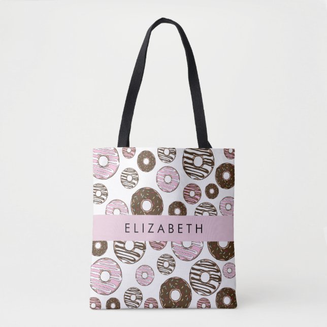 Bolsa Tote Rosquinhas Rosa, Rosquinhas Marrons, Espelhos, Seu (Frente)