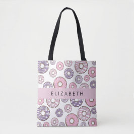 Bolsa Tote Rosquinhas rosa, Rosquinhas roxas, borrachas, seu