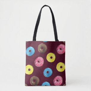 Bolsa Tote Rosquinhas Ruby: Padrão Sem Costura De Aquarela.