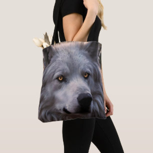Bolsa Tote Rosto Branco De Lobo,