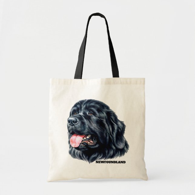 Bolsa Tote Rosto de Arte de Retrato de Cão Recém Encontrado (Frente)