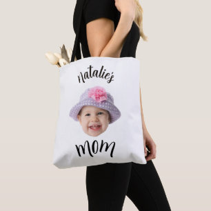 Bolsa Tote Rosto de Bebê Criança Fofa Foto Nome da Criança Ma