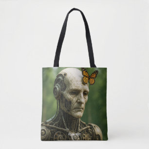 Bolsa Tote Rosto de Borboleta Surrealismo Fofo Fantasia