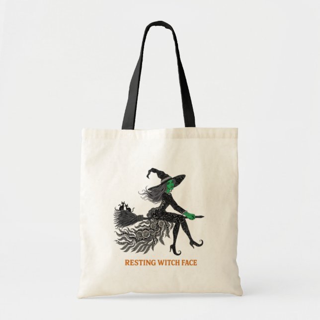 Bolsa Tote Rosto de Bruxa Descansando (Frente)