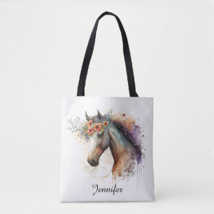 Bolsa Tote Rosto de cavalo com coroa