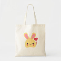Rosto de coelho de Kawaii com coração num palito