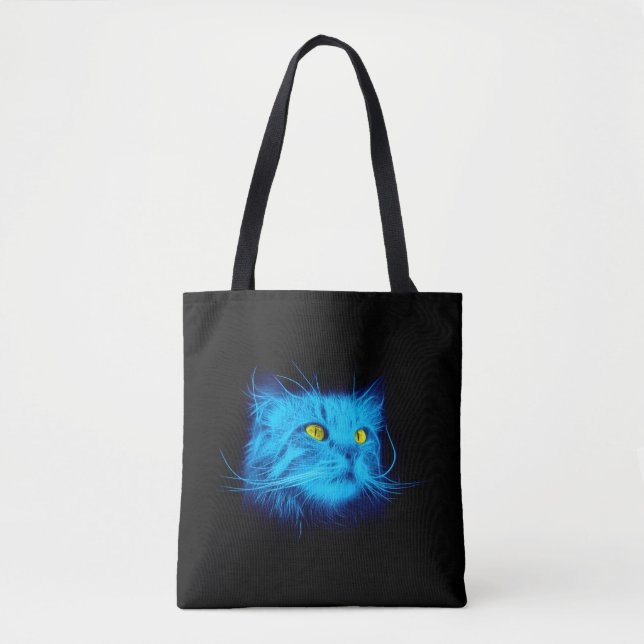 Bolsa Tote Rosto de Gato Azul (Frente)