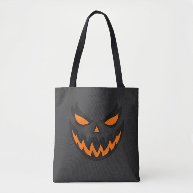 Bolsa Tote Rosto de Jack O'Lantern Assustador Design de Hallo (Frente)
