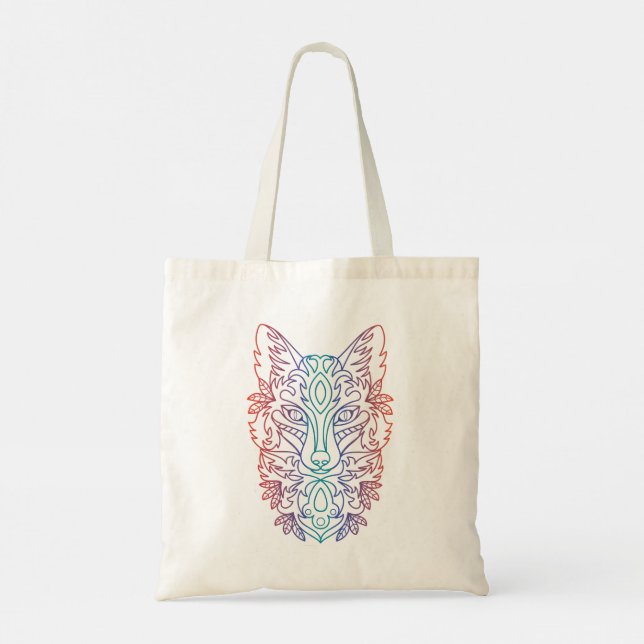 Bolsa Tote Rosto de lobo artístico (Verso)