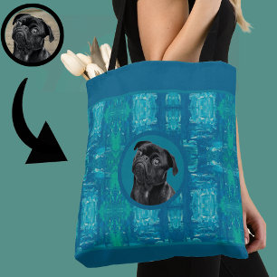 Bolsa Tote Rosto de Pug Preto Fofo Charme Amor de Cachorro