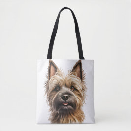 BOLSA TOTE ROSTO DO CACHORRO DO TERRIER CAIRN WATERCOLOR DE Á