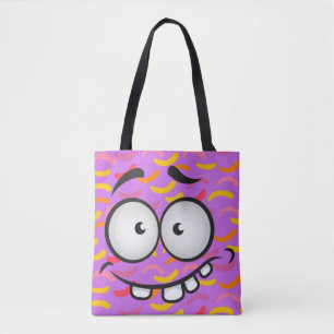 Bolsa Tote Rosto engraçado sorrindo padrão colorido laranja r