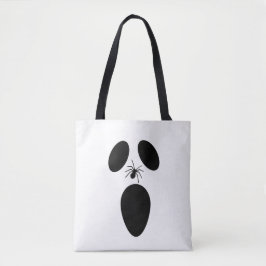 Bolsa Tote Rosto Fantasma Branco e Preto do Halloween