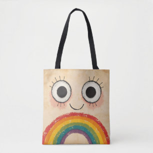 BOLSA TOTE ROSTO FELIZ ARCO-ÍRIS