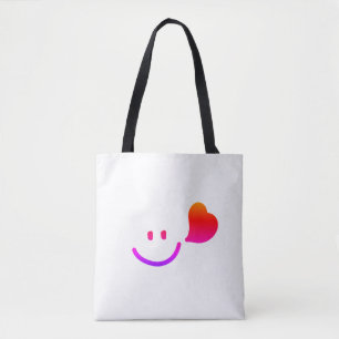 Bolsa Tote Rosto Sorridente Fofo com Coração – Vibrações Feli