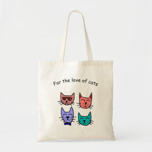 Bolsa Tote Rostos Coloridos de Gatos
