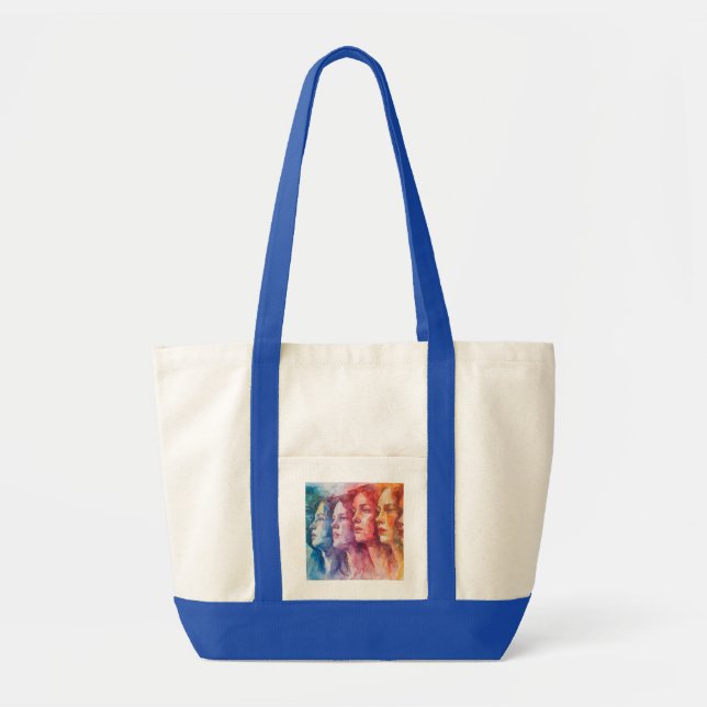Bolsa Tote Rostos femininos - Pintura por aquarela (Frente)