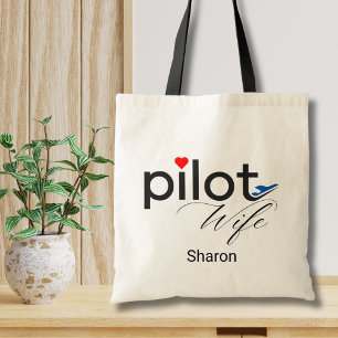 Bolsa Tote Roteiro de esposa de piloto coração ar avião simpl
