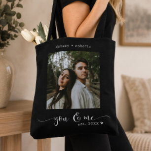 Bolsa Tote Roteiro de Foto Preto Minimalista Moderno