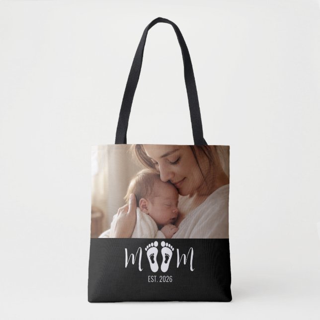Bolsa Tote Roteiro de Pegadas de Bebê Estabelecido pela Mãe F (Frente)