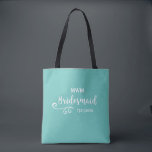 Bolsa Tote Roteiro do nome ou do monograma do favor do<br><div class="desc">Surpreenda suas damas de honra com este obrigado feito sob encomenda à moda do nome ou do monograma presente do favor você/casamento. ** A cor do fundo pode ser mudada para combinar suas cores do casamento ** apenas clique personalizam sobre a e então o conta-gotas de olho pequeno. Adicione o...</div>