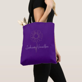 Bolsa Tote Roteiro Personalizado Margarida Fofa Roxo Elegante