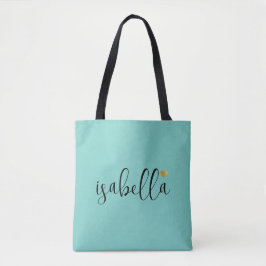 Bolsa Tote Roteiro personalizado para damas de honra Luz Teal