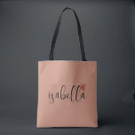 Bolsa Tote Roteiro personalizado para madrinha de argila<br><div class="desc">Um saco de argila colorido moderno e elegante com nome em letra cursiva preta e coração vermelho que é perfeito para uma proposta de madrinha. Suas madrinhas podem encher seu saco com itens essenciais para viagens de despedida de solteira, ou com itens essenciais para levar na manhã do casamento.</div>