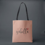Bolsa Tote Roteiro personalizado para madrinha de argila<br><div class="desc">Um saco de argila colorido moderno e elegante com nome em letra cursiva preta e coração vermelho que é perfeito para uma proposta de madrinha. Suas madrinhas podem encher seu saco com itens essenciais para viagens de despedida de solteira,  ou com itens essenciais para levar na manhã do casamento.</div>
