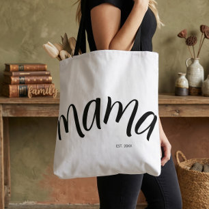 Bolsa Tote Roteiro Preto e Branco Mama Estabelecido Elegante