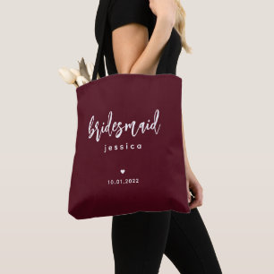 Bolsa Tote Roteiro Simples de Bridesmaid do Burgundy Wine
