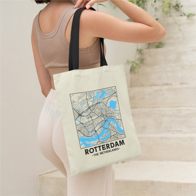 Bolsa Tote Rotterdam, The Netherlands, City Map Tote Bag (Criador carregado)