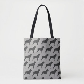 Bolsa Tote Rottweiler Cachorro Raça Silhouettes Cinza Padrão