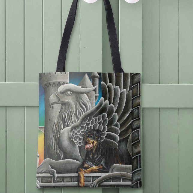 Bolsa Tote Rottweiler Dog Gargoyle Fantasy (Criador carregado)