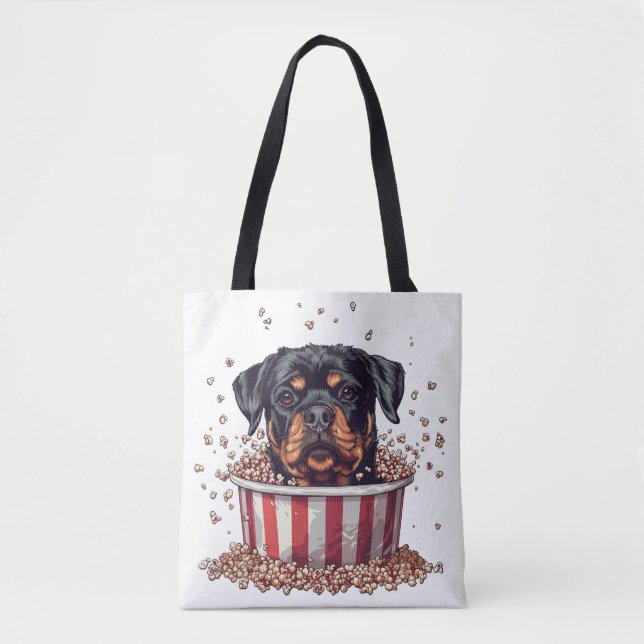 Bolsa Tote Rottweiler Filme de Cachorro Pipoca (Frente)