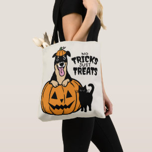 Bolsa Tote Rottweiler Halloween Sem Truques, Somente Guloseim
