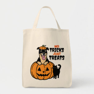 Bolsa Tote Rottweiler Halloween Sem Truques Somente Guloseima