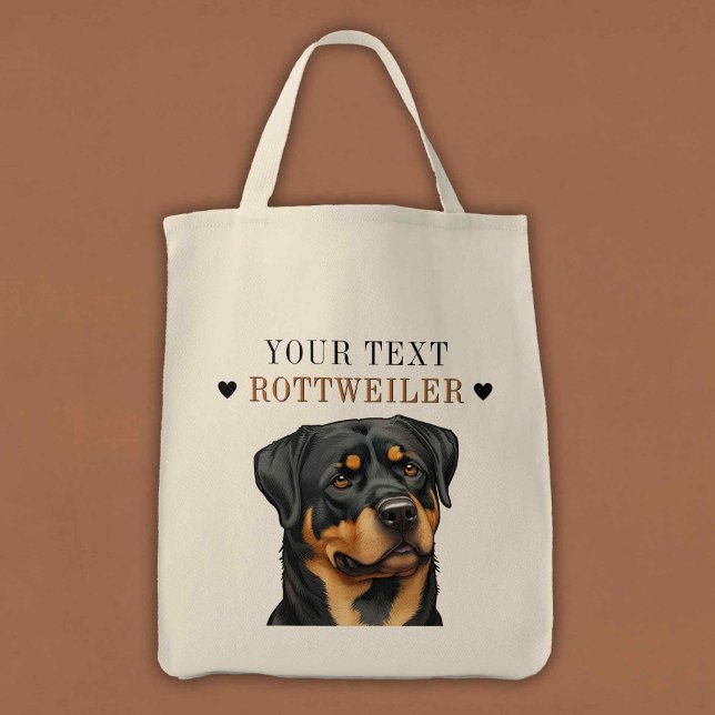 Bolsa Tote Rottweiler Ilustração Saco de Doggy Dom Divertido (Criador carregado)